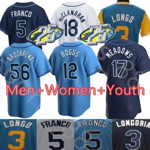 2024 25th Patch Baseball Jersey Wander Franco Randy Arozarena Wade Boggs Shane McClanahan Tyler Glasnow Brandon Lowe Shane Baz Harold Ramirez Custom S-4Xl