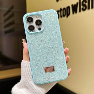 Apple 14 için iPhone 15 Pro Max Tasarımcı Bling Telefon Kılıfı 14 Plus 13 Huawei Mate 60 Lüks Rhinestone Elmas Glitter Mobil Arka Kapak Köpüklü Coque Fundas Buzul Mavi