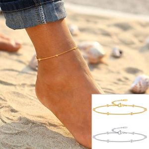 Anklets Adjustable Satellite Beaded Ankle Bracelets For Women Stainless Steel Summer Beach Foot Chain Waterproof