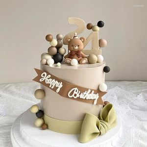 Cake Tools Bear Toppers Birthday Decoration Rubber Figurine Foam Balls Cupcake Baby Shower Teddy Theme Party