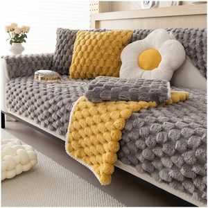 Chair Covers Thicken Plush Sofa Cover Universal Non-slip Corner Mat Winter Warm Towel Couch Cushion For Living Room Sofas Blanket