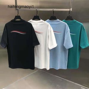 Cotton Balencaigaly Balencigaly Mens 100 Tshirts 23SS Designer Tide Pure T Shirts Bröstbokstoppar Laminerade tryck Kort ärm Tshirt High Street Loose Over Over