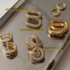 Brincos de garanhão Moda Zircon Rodada Huggie Hoop Brincos para Mulheres Geométricas Forma de U Orelha Fivela Aros Banhado a Ouro Jóias de Aço Inoxidável 2024 Brincos Brincos