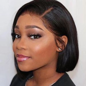 lace front wigs Glueless Straight Bob Wig Brazilian Lace Front Human Hair Wigs Bone Straight Transparent Lace Closure Wig baby hair