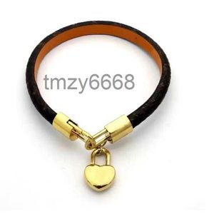 Leder Fashion Lock Klassisches Designer-Armband Flach Braun Markenmetall für Männer und Frauen Liebhaber Schmuck Geschenk 3I5Q