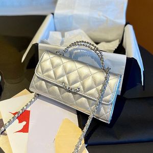 Metal Handle Women Two Sizes Shoulder Bag Silver Hardware Leather Diamond Lattice Luxury Handbag Vintage Coin Purse Crossbody Designer Bag Cute Evening Clutch