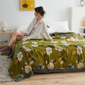 Coperte Accogliente coperta in mussola di cotone completa di biancheria da letto trapuntata queen per divano, biancheria da letto estiva, lenzuolo copriletto