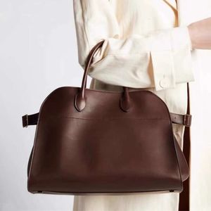 Top layer cowhide The Row bag Dong Jies same Margaux 15 large capacity handbag Commuter Tote bag Womens bag