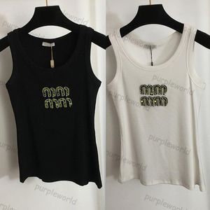 Crop Embroidery Women Summer Sport Girl Vest Letter Tees Cotton Blend Tank Tops