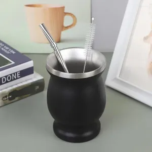 TEAWARE SETS 230 ML MATE TEA CUP ROINTLess Steel Dubbelskikt Ytbeläggning Spray Ursprungligen Traditionell med Yerba -sugrör