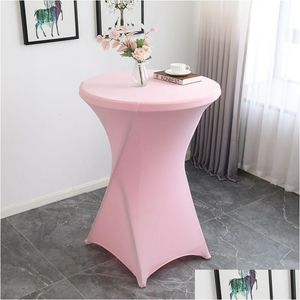 Table Cloth Pure Color Elastic Bar Er Dustproof Polyester Round Tablecloth 230824 Drop Delivery Home Garden Textiles Cloths Dhktz