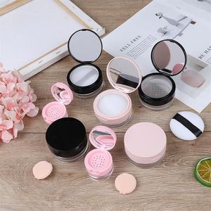 Lagerung Flaschen Gläser 7 Arten Tragbare Kunststoff Pulver Box Leere Lose Topf mit Sieb Spiegel Kosmetik Sifter Jar Reise Make-up Con313u