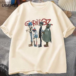 メンズTシャツミュージックバンドGorillaz Punk Rock Tシャツ男性女性夏90年代OネックコットンショートスリーブTシャツ服ヴィンテージY2K衣料品ティー240130