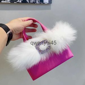 Totes Ladies Evening Bags For Women Luxury Designers andbags 2023 New In Satin Inlaid Imitation Diamond Featers Trim Beaded Strapqwertyui45