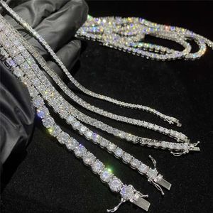 Dropshiiping hiphop smycken isade ut kvinnor rent silver 925 labb odlade riktiga diamant moissanit tenniskedjan halsband