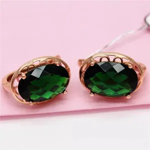 Dangle Earrings Purple Gold Russian Inlaid Green Stone High-end Luxury And Fashion Plated With 18K Rose Classic Design Sense