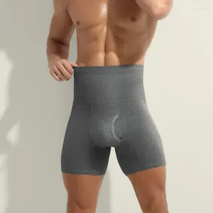 Cuecas homens boxers shorts algodão blendedhight cintura barriga controle corpo shapers roupa interior térmica confortável respirável