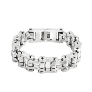 Bracelets 16mm Titanium Steel Motor Biker Bracelet For Men's Women's Punk Personality Stainless Silver color Motorcycle Chains Bracelets