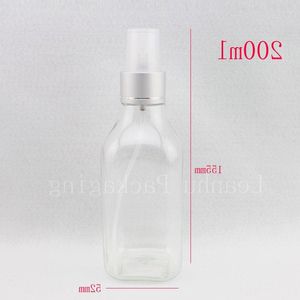 Flaconi spray per profumo in plastica quadrata trasparente vuota da 200 ml X30, confezione cosmetica trasparente, flacone spray per trucco cosmetico Idqkh