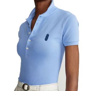 디자이너 폴로 스프링/여름 조랑말 여자 짧은 슬리브 티셔츠 클래식 비즈니스 OL 캐주얼 칼라 5 버튼 폴로 셔츠