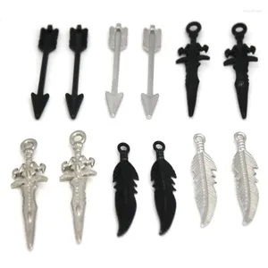 Charms 20PCS/Lot Stainless Steel Black Plated Knight Sword Pendants DIY Jewelry Making Accessories For Necklace Craft Findings