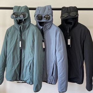 Chrome-r Gepolsterte Jacke, Winter, warm, dick, für Herren, mit zwei Gläsern, Brille, CP-Hoodies, lässig, winddicht, Mantel, Schutzbrille, Größe M-XXL