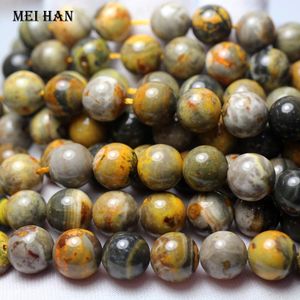 Gevşek taşlar (1strand/set) Doğal melitit yaban arısı bumble bee jasper taş 10mm boncuklar mücevher yapım tasarımı için pürüzsüz yuvarlak