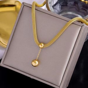 gold necklace ball custom personalized clavicle titanium steel chain diamond jewlery designer jewerly fashion jewelry layered Wome266L