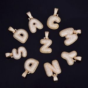 A-Z Custom Name Bubble Letters Necklaces & Pendant Bling Cubic Zircon Hip Hop Jewelry 2 Colors with Cuban chain s286c