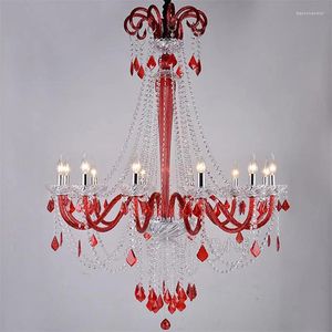 Chandeliers European Red And Blue Crystal Chandelier Lnternet Cafe KTV Restaurant Light Duplex Building Clothing Store Staircase