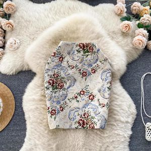 Kjolar kvinnor chic bälte broderi blommor hög midja sexig kjol fest mode vintage sommarkläder mitten av kalv smal passform