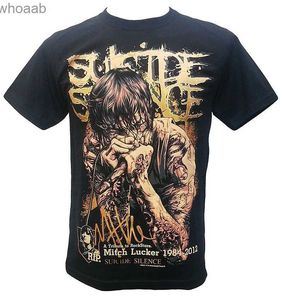 Magliette da uomo Magliette aziendali Mitch Lucker Suicide Silence Maglietta musicista americano e cantante solista Maglietta nera girocollo casual Maglietta corta 240130