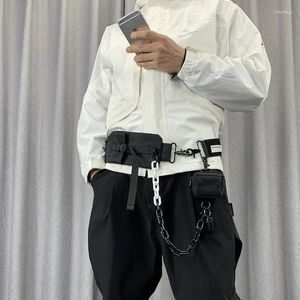 Waist Bags 2024 Multifunction Punk Hip Hop Mini Chest Bag Shoulder Strap Mens Tactical Techwear Phone Fanny Pack
