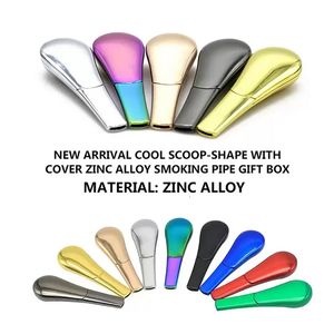 Colher de metal criativa tubo de viagem portátil mini borbulhadores de fumo liga de zinco anodizado erva seca tubos de queimador de óleo de tabaco com ímã magnético acessório de fumaça