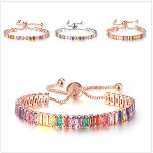 Pulseira de zircão colorida europeia e americana mais vendida, pulseira de aniversário de bola de tênis de cristal com diamantes femininos