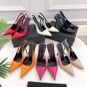 Patent leather Slingback Pointed toe Sandals Stiletto heel pumps Leather sole Dress Shoes11cm Womens luxury designer Party wedding Evening shoes