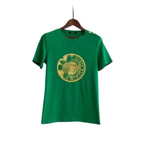 Balman Designer-T-Shirt, hochwertiges Damen-T-Shirt, Frühling/Sommer, neu, mit Goldprägung, Buchstaben-Münzen-Muster, Baumwolle, kurze Ärmel, lockeres, lässiges T-Shirt im Paar-Stil