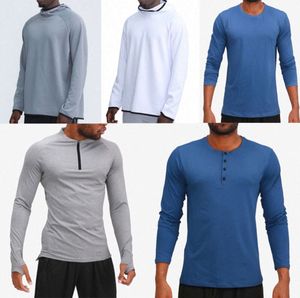 Lu Lu L Fashion Mens Outfit Hoodies T Shirts Yoga Hoody Tshirt Lu Short Sleeve Sports Raising Hifter Wear Elastic Fitness Tights Luxury Brand T Shirt