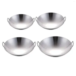 Pans Steel Round Bottom Wok Dual Handle Frying Pan For BBQ Fried Potatoes Scrambled Eggs