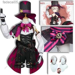 Tema Costume Lyney Cosplay Impact Come Parrucca Fontaine Lyney Mago in pelle Uniforme Capelli corti Guanto Gemelli Carnevale di Halloween Gioco Q240130