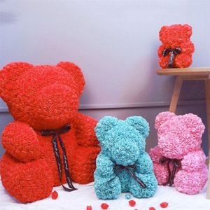 Fast Delivery PE Plastic Artificial Flowers Rose Bear Foam Rose Flower Teddy Bear Valentines Day Gift Birthday Party Spring Decora285f