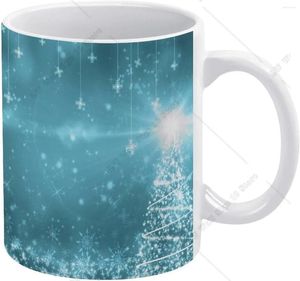 Muggar vinter julgran mugg snöflingor kaffekeramisk drickkopp med handtag 11 oz för kontorshem gåva