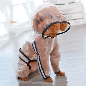 Hundkläder Clear Rain Coats Waterproof Valp Jacket Justerbar reflekterande Lätt husdjurskläder Huven Slicker Poncho