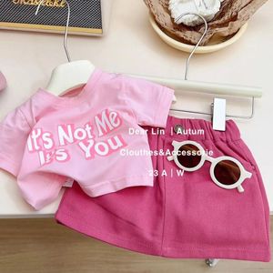 Clothing Sets Summer Pink Little Girls Children Set Two 2 Piece Top Skirts Baby Clothes Kids Birthday Outfits For Women