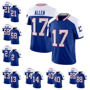 Herrbuffel''Bills''josh Allen Stefon Diggs von Miller Blue/White 2023 F.U.S.E. Throwback ånga Untouchable Limited Football Stitched Jersey