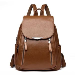 Backpack Backpack Female 2024 New Style Korean Style Large Capacity Bag Fashion Soft Leather Lady Backpack Backpacks for Women Back