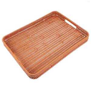 Dinnerware Sets Storage Basket Home Household Binaural Portable Woven Organizing Plastic Container