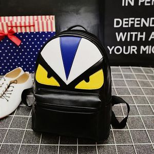 Nova marca de moda designer único pequeno monstro mochila mulheres homens bonito pássaro rosto mochila sacos escolares para women253b