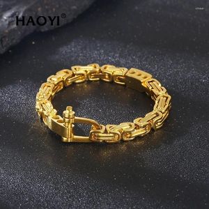 Link Bracelets HAOYI ID Men Charm Bracelet Stainless Steel For Men's Punk Hip Hop Style Jewelry Gift