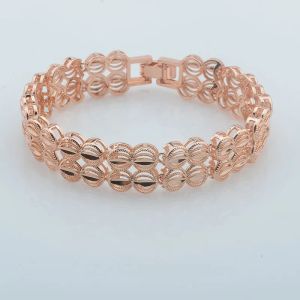 Bracelets FJ Jewelry 13mm Wide Women Girls 585 Rose Gold Color Link Round Patterned Bracelet Toggle Chains